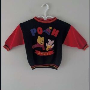 Vintage Disney Pooh & Piglet Kids Sweatshirt - Red and Black Disney